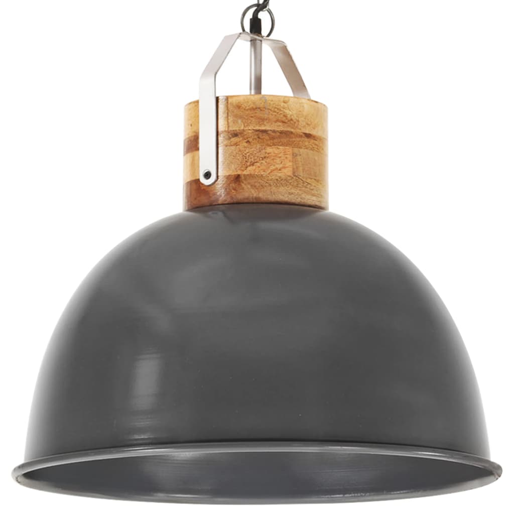 

vidaXL Hanglamp industrieel rond E27 51 cm massief mangohout grijs