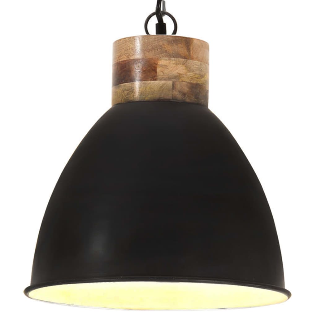 vidaXL Hanglamp industrieel E27 46 cm ijzer en massief hout zwart
