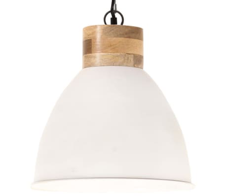 vidaXL Industrial Hanging Lamp White Iron & Solid Wood 46 cm E27