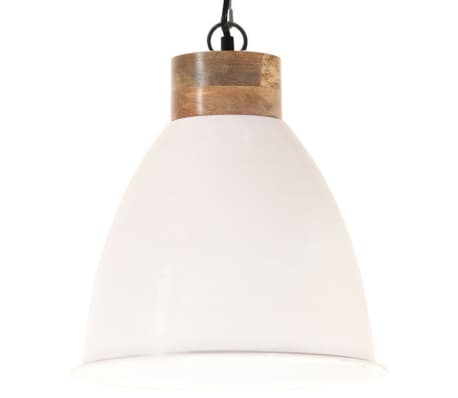 vidaXL Lampe suspendue industrielle Blanc Fer et bois solide 35 cm E27