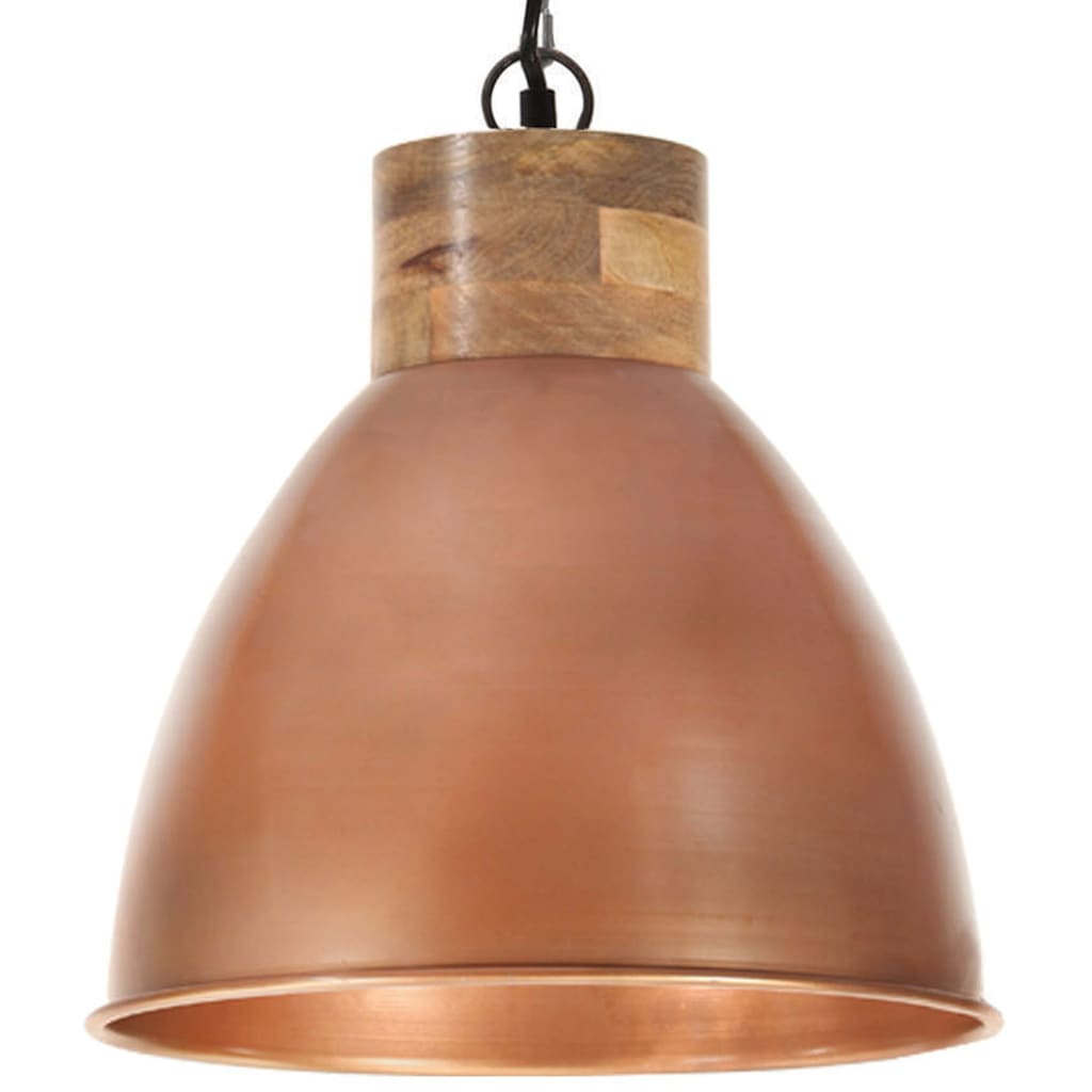 vidaXL Индустриална пенделна лампа мед желязо и дърво масив 46 см E27