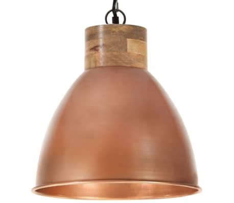 vidaXL Lampă suspendată industrială arămiu 46 cm, lemn masiv&fier E27