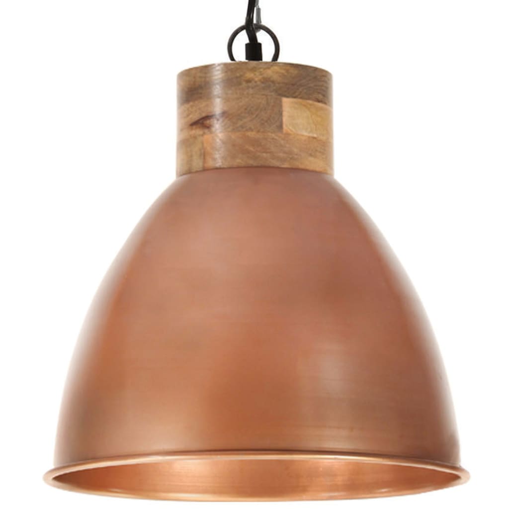 vidaXL Lampă suspendată industrială arămiu 35 cm, lemn masiv&fier E27