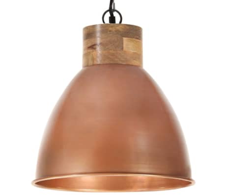 vidaXL Lampe suspendue industrielle Cuivre Fer et bois solide 35cm E27