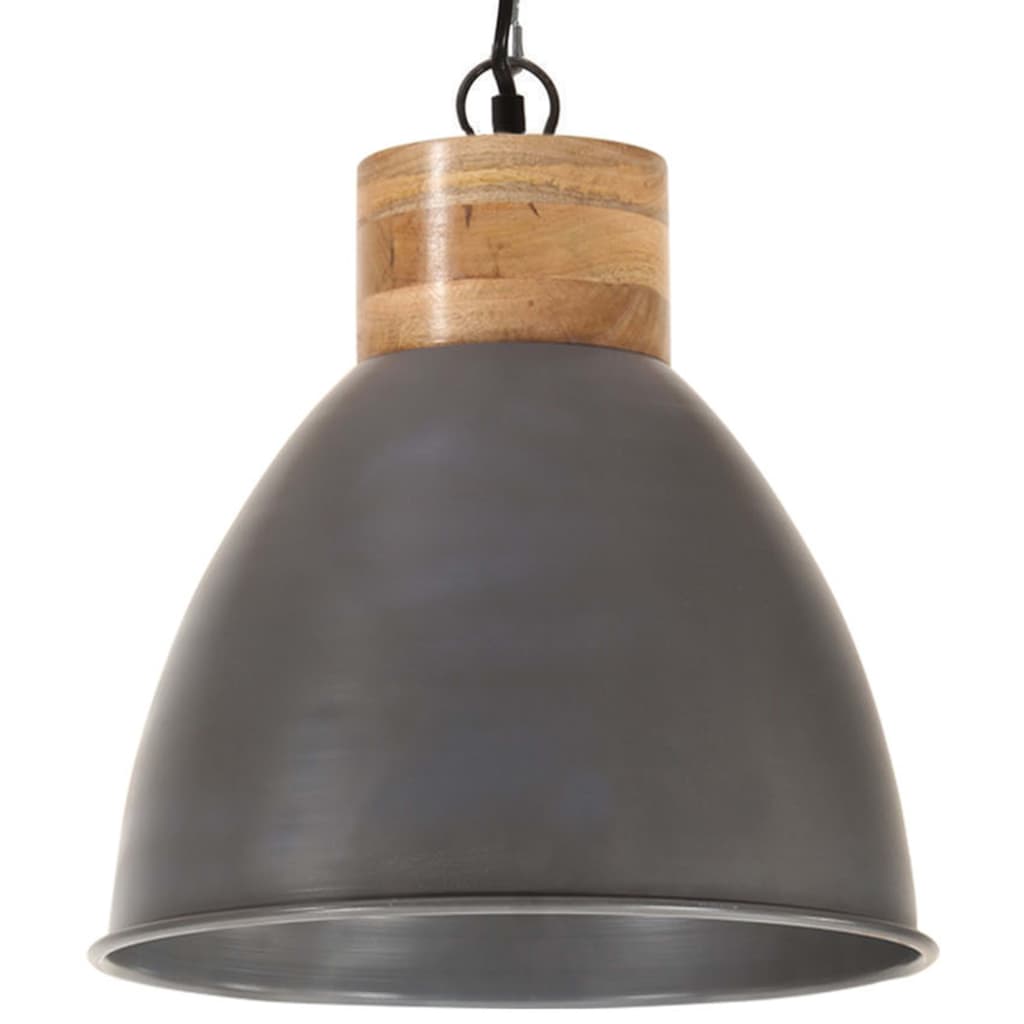 vidaXL Lampe suspendue industrielle Gris Fer et bois solide 46 cm E27