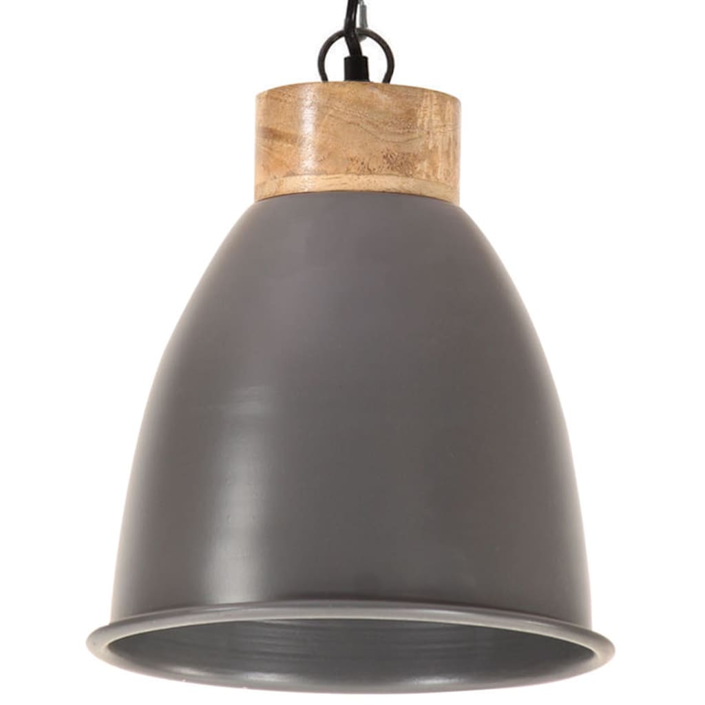 vidaXL Hanglamp industrieel E27 23 cm ijzer en massief hout grijs