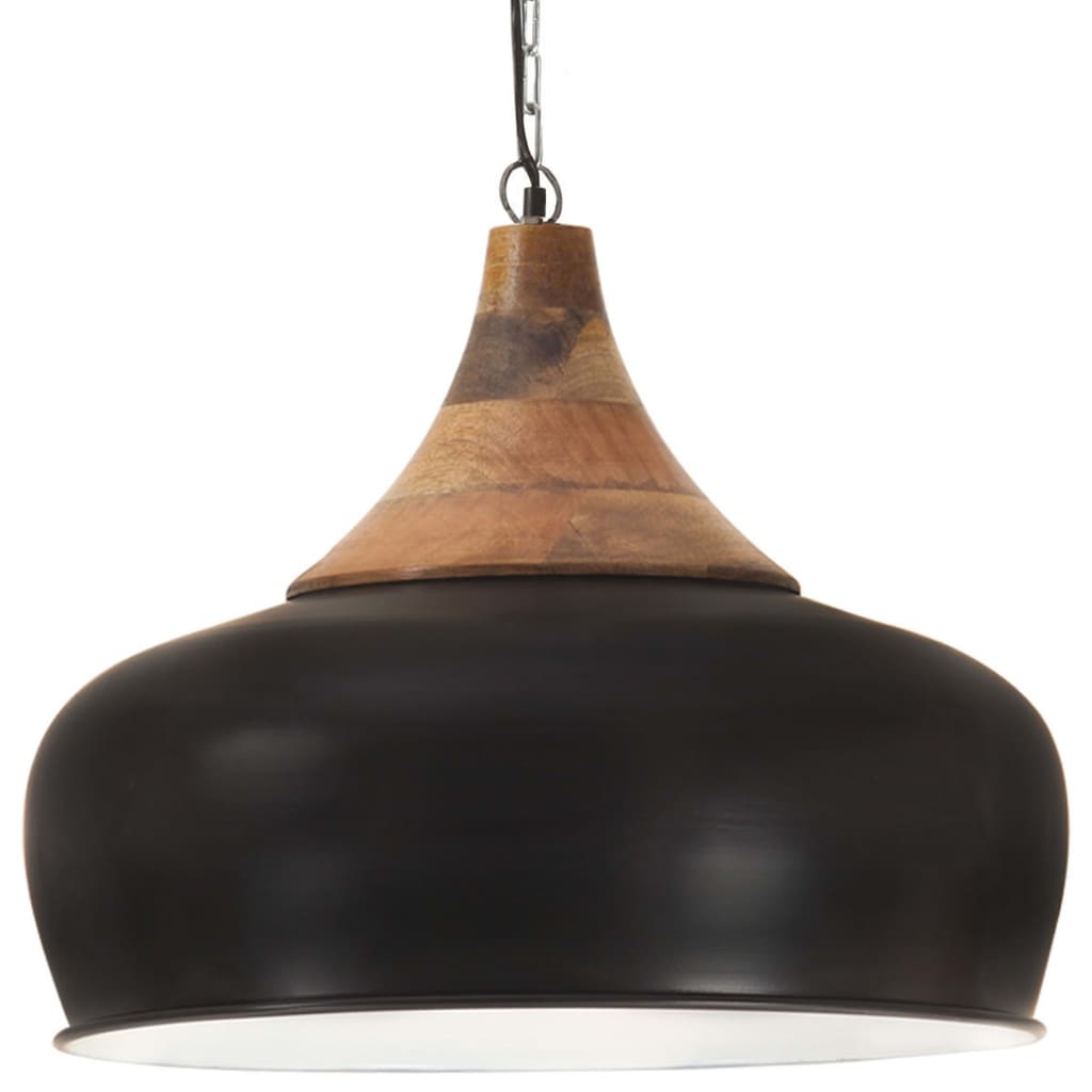 

vidaXL Hanglamp industrieel E27 45 cm ijzer en massief hout zwart