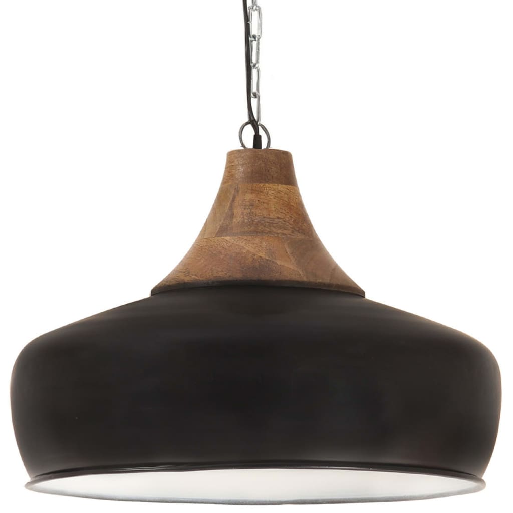 

vidaXL Hanglamp industrieel E27 35 cm ijzer en massief hout zwart