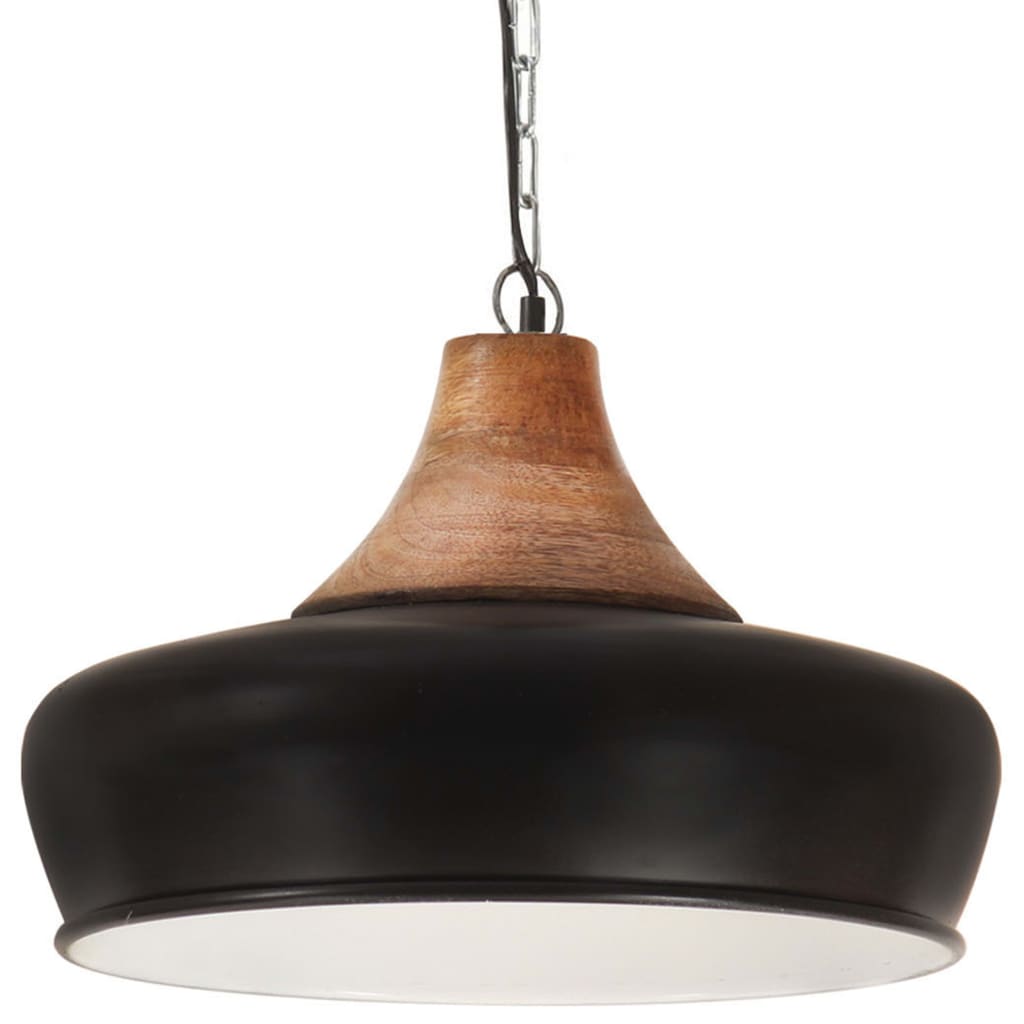 

vidaXL Hanglamp industrieel E27 26 cm ijzer en massief hout zwart