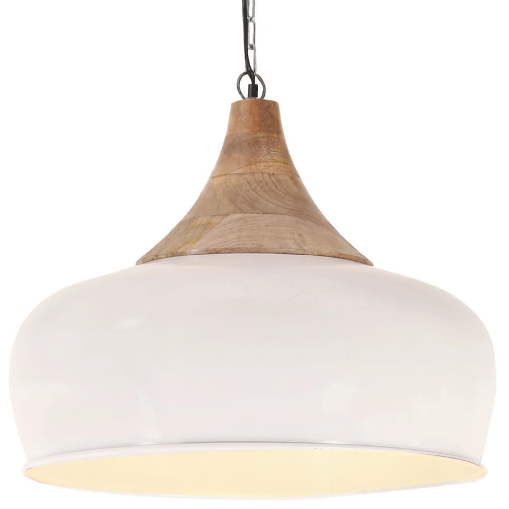 vidaXL Lampă suspendată industrială, alb, 45 cm, lemn masiv&fier, E27 vidaXL