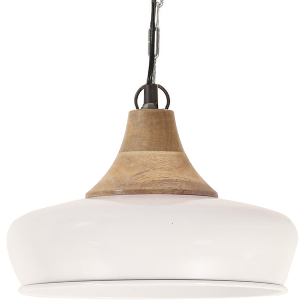 

vidaXL Hanglamp industrieel E27 26 cm ijzer en massief hout wit