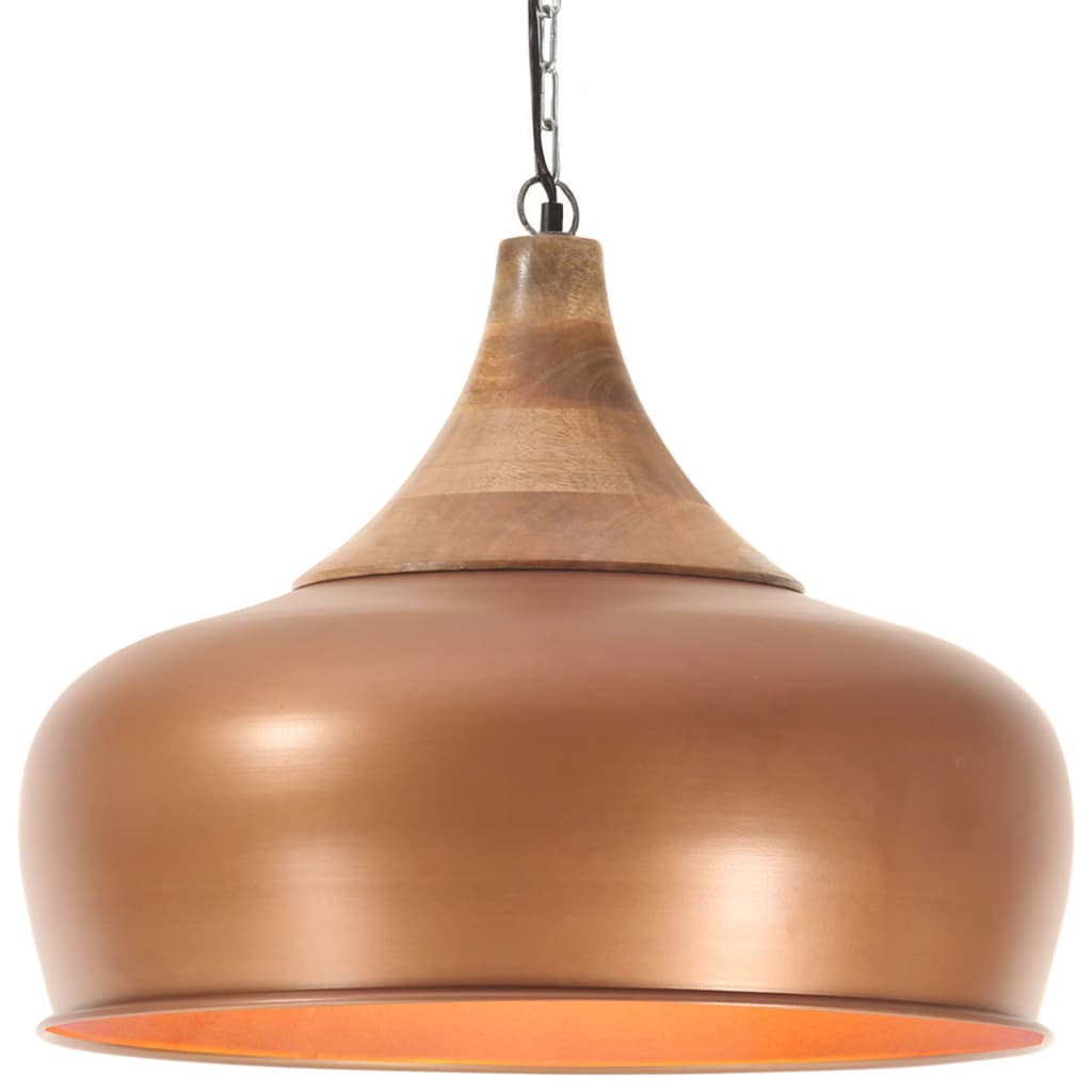 vidaXL Lampă suspendată industrială arămiu 45 cm lemn masiv&fier E27 vidaXL