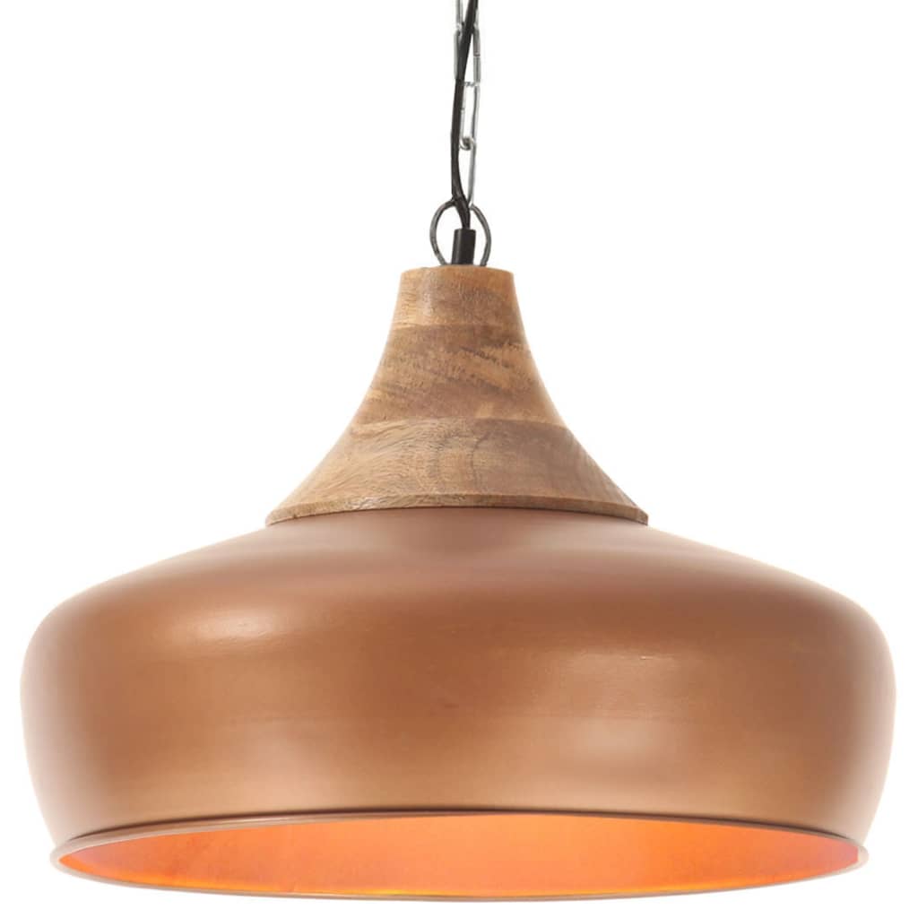 Panorama koppeling Meesterschap Hanglamp industrieel E27 35 cm ijzer en massief hout koperkleur |  Cadeaumatch