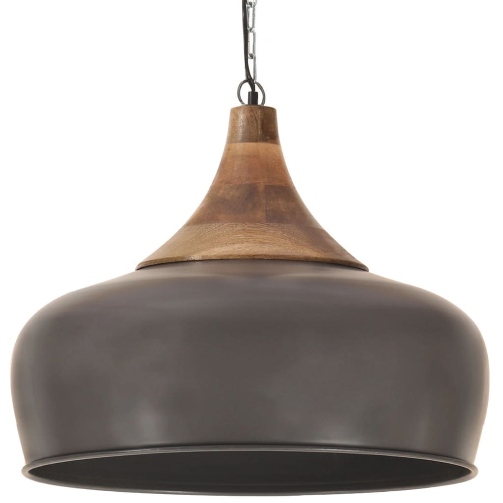 

vidaXL Hanglamp industrieel E27 45 cm ijzer en massief hout grijs