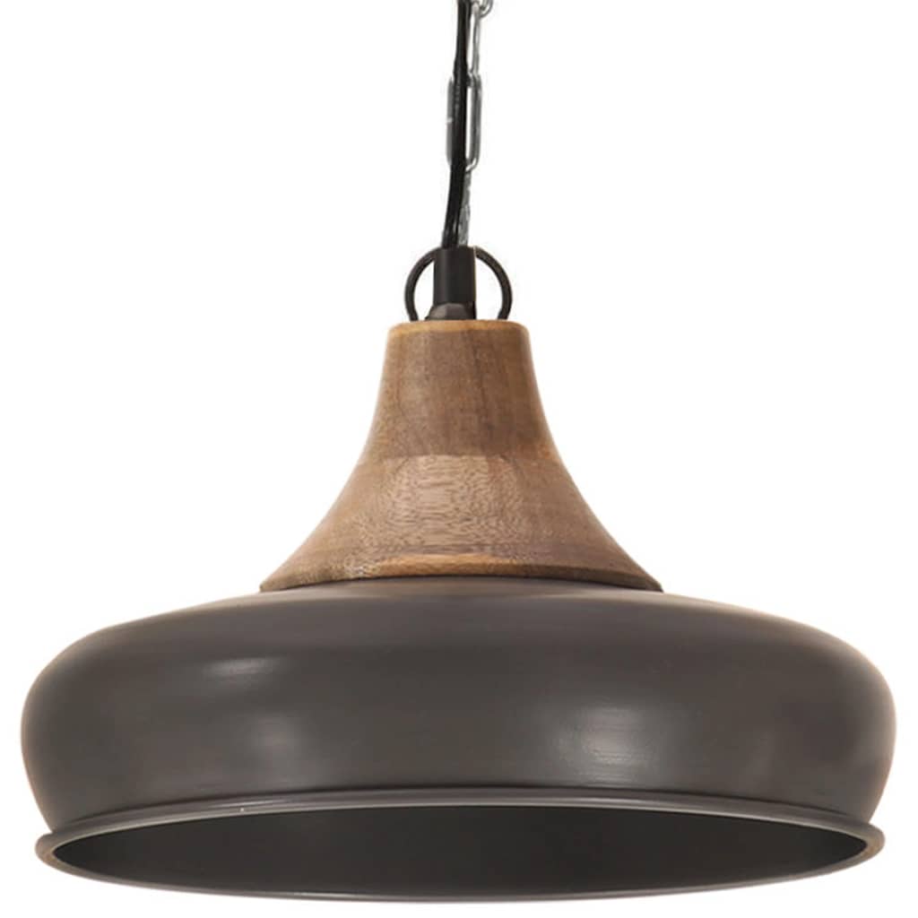 

vidaXL Hanglamp industrieel E27 26 cm ijzer en massief hout grijs