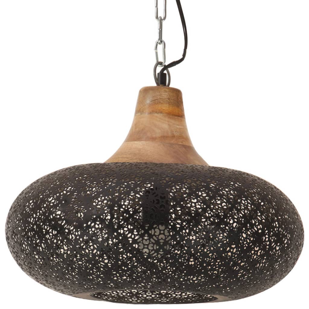 

vidaXL Hanglamp industrieel E27 40 cm ijzer en massief hout zwart