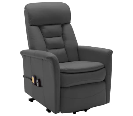 vidaXL Sillón elevable de cuero sintético gris antracita