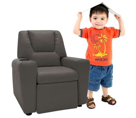 vidaXL Fauteuil inclinable enfants Similicuir Gris anthracite