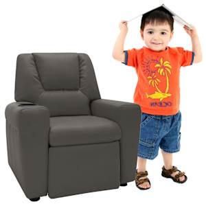 vidaXL Fauteuil inclinable enfants Similicuir Gris anthracite