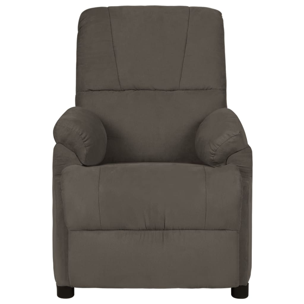 vidaXL Sillón de masaje reclinable piel de ante artificial gris oscuro