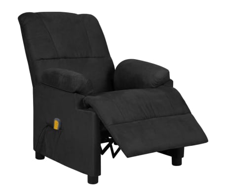 vidaXL masāžas krēsls, melna mākslīgā zamšāda