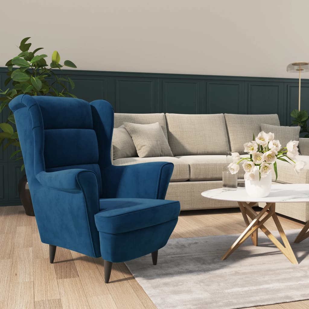 Armchair Wingback Sofa Chair Living Room Upholstered Side Chair Velvet vidaXL - Picture 17 of 63