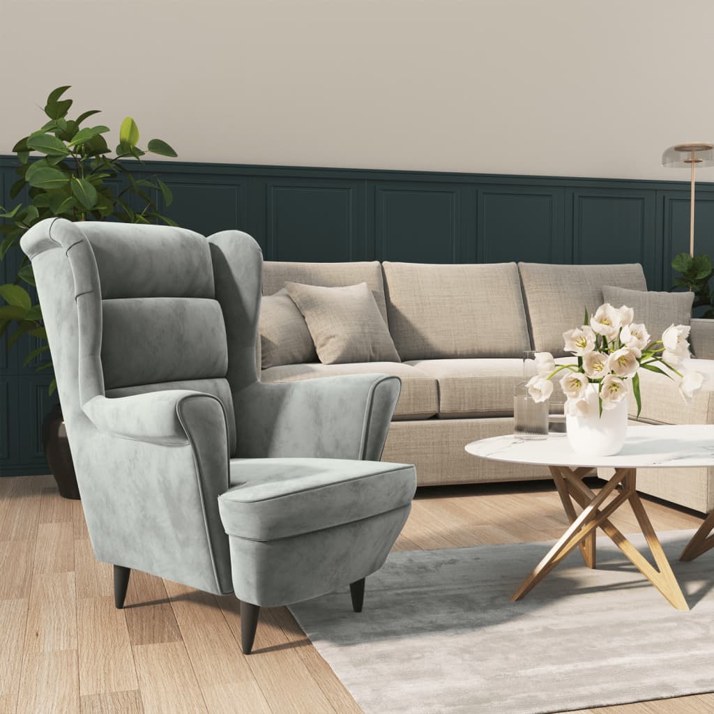 Armchair Wingback Sofa Chair Living Room Upholstered Side Chair Velvet vidaXL - Picture 45 of 63