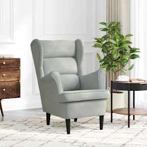 Naslanjač iz svetlo sivega žameta