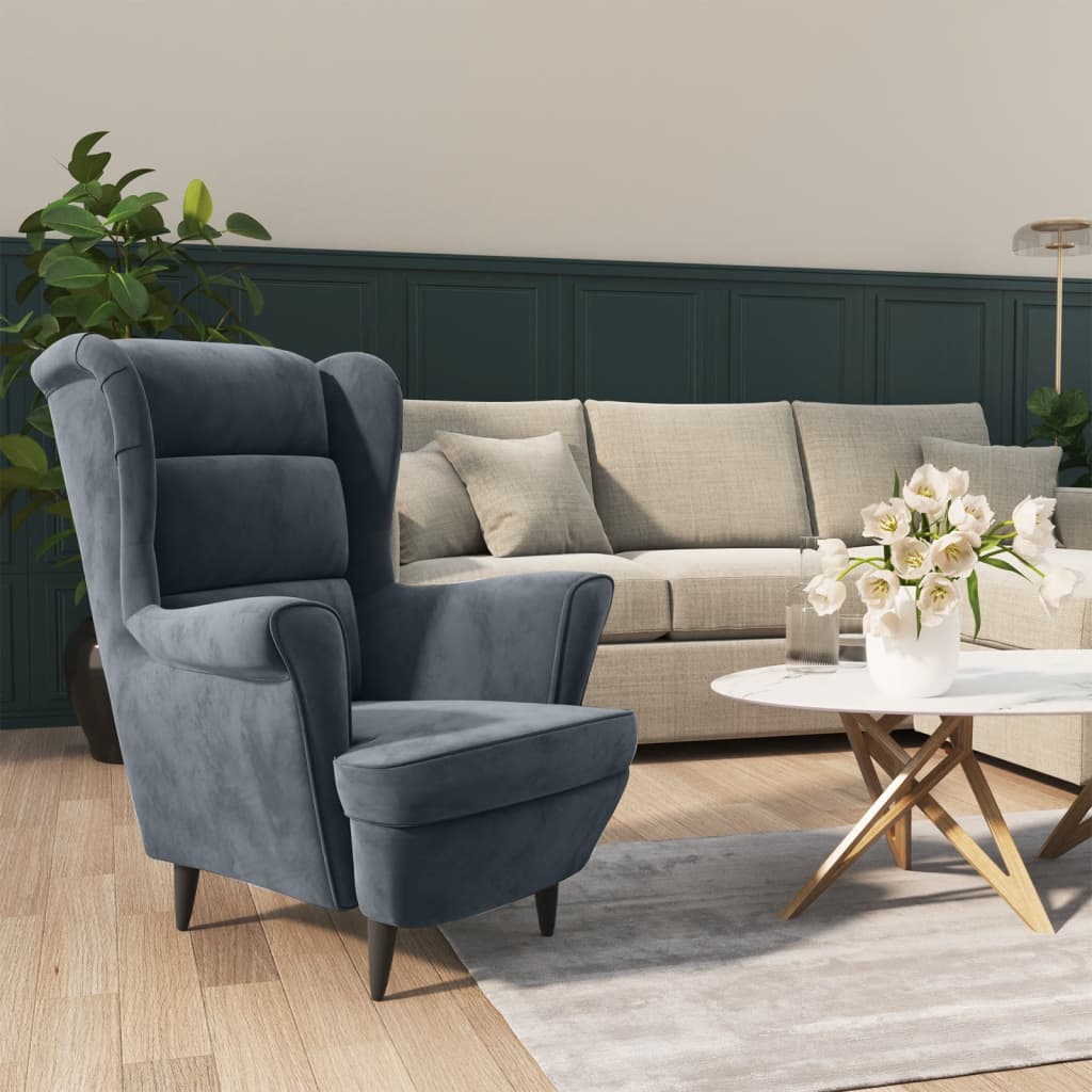 Armchair Wingback Sofa Chair Living Room Upholstered Side Chair Velvet vidaXL - Picture 31 of 63