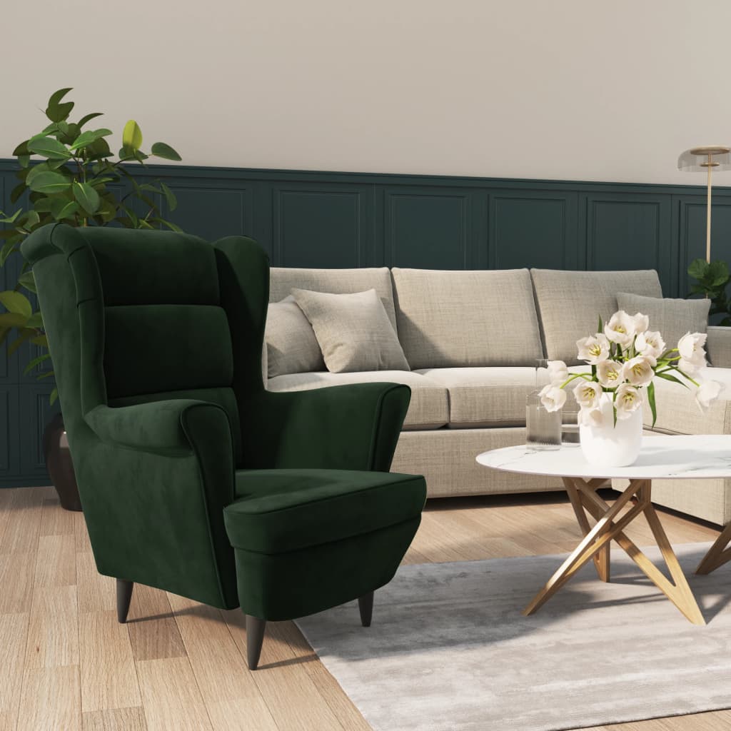 Armchair Wingback Sofa Chair Living Room Upholstered Side Chair Velvet vidaXL - Picture 38 of 63