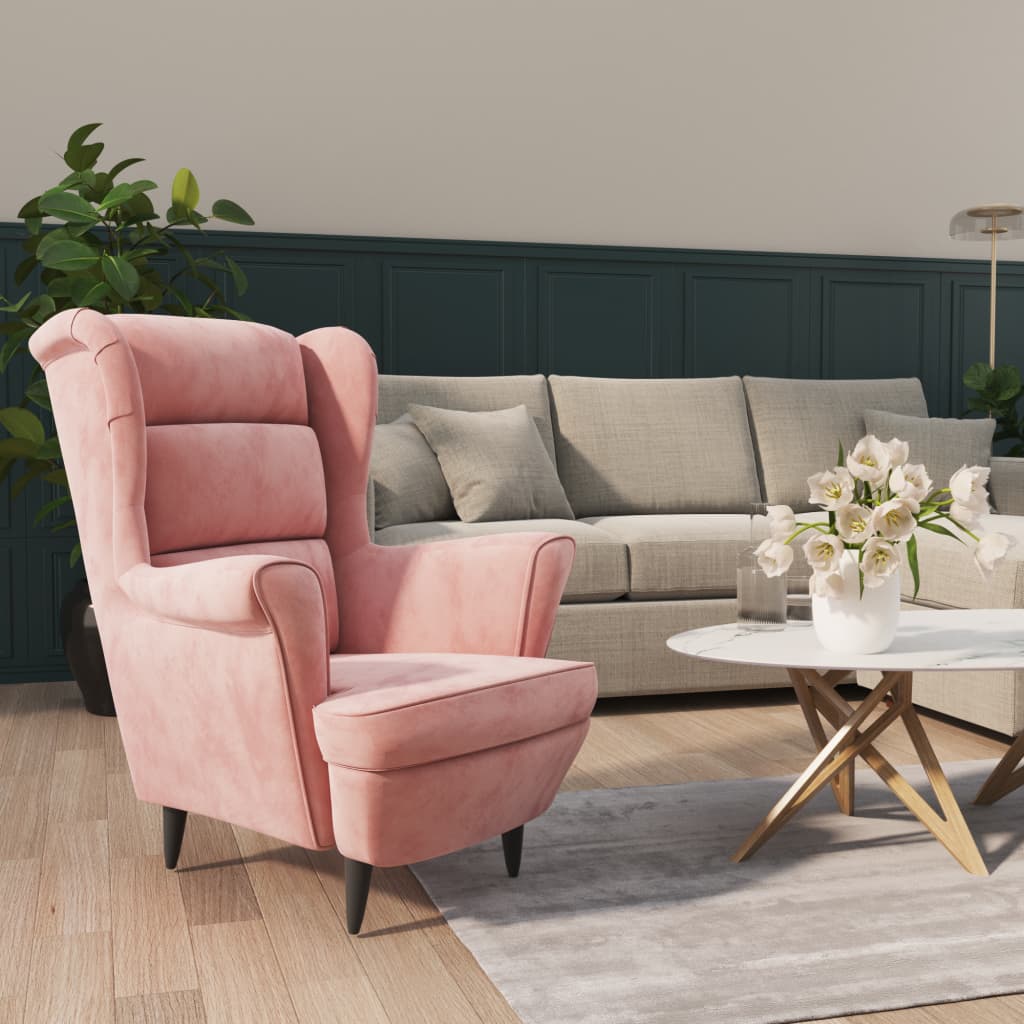 Armchair Wingback Sofa Chair Living Room Upholstered Side Chair Velvet vidaXL - Picture 59 of 63