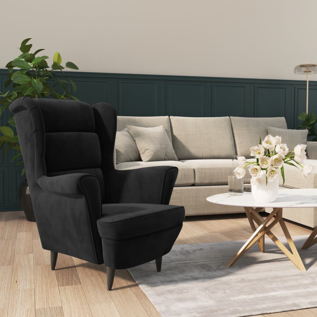 Armchair Wingback Sofa Chair Living Room Upholstered Side Chair Velvet vidaXL - Picture 10 of 63