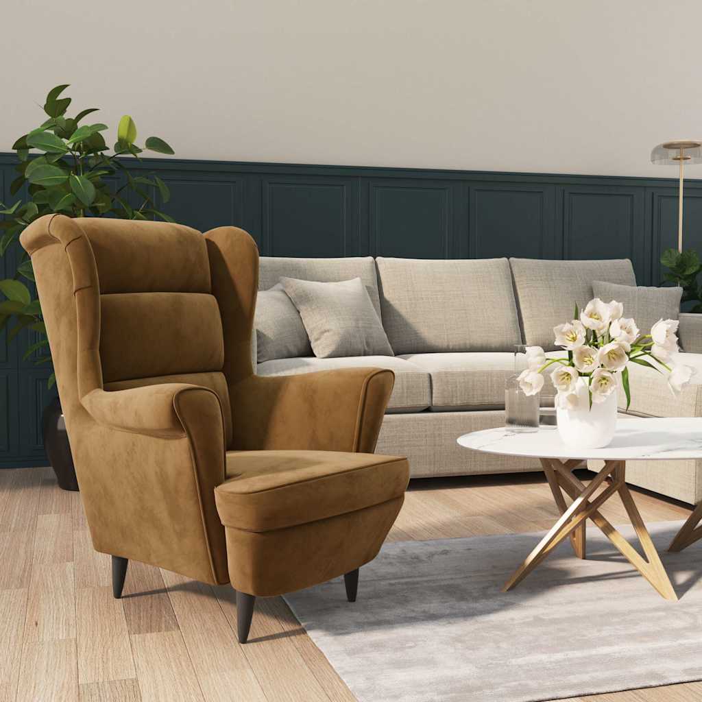 vidaXL Fotel brzowy, aksamitny