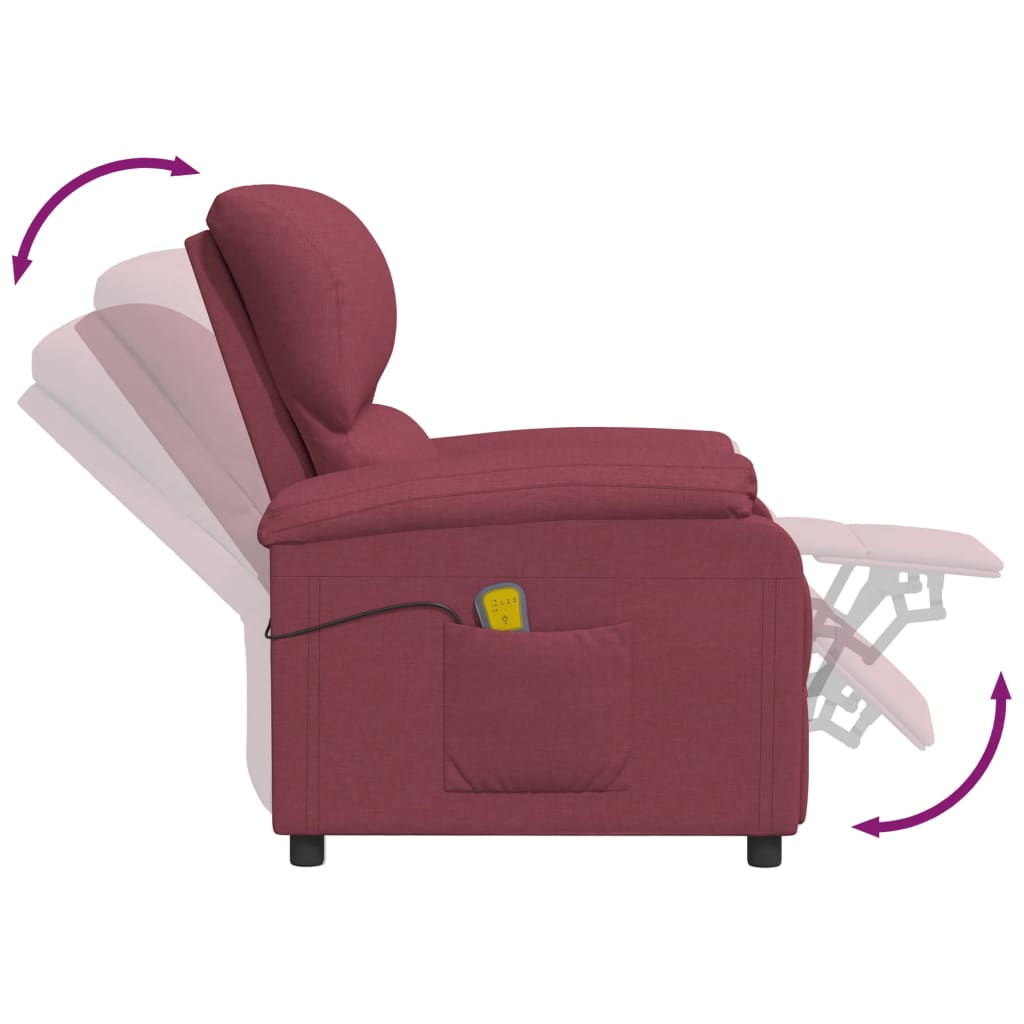 masāžas krēsls, atgāžams, vīnsarkans audums | Stepinfit.lv