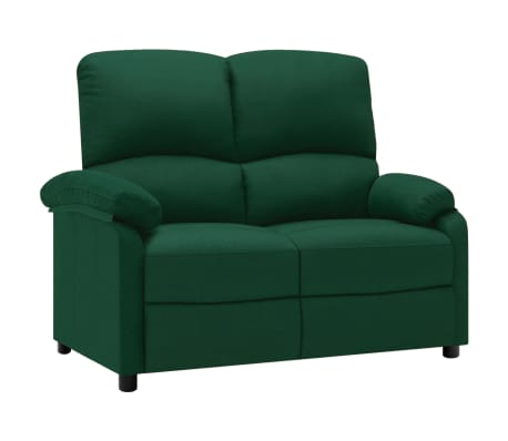 vidaXL Canapea rabatabilă cu 2 locuri, verde închis, material textil