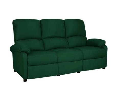vidaXL Sofá reclinable de 3 plazas de tela verde oscuro
