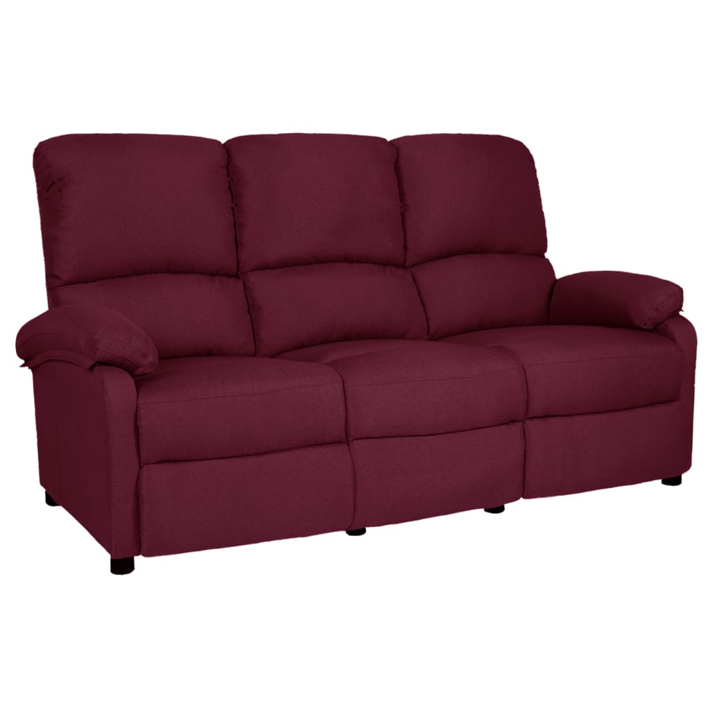 vidaXL Trivietė atlošiama sofa, violetinės spalvos, audinys