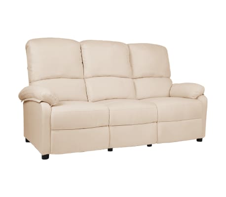 vidaXL 3-Sitzer-Sofa Verstellbar Creme Stoff