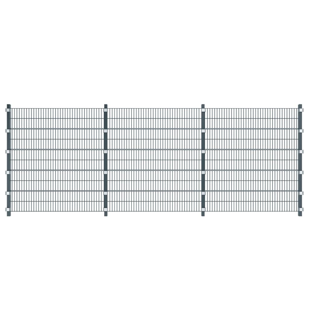 vidaXL Panneaux de clôture 3 pcs Fer 6x2 m 18 m total Gris anthracite
