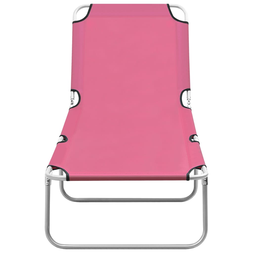 vidaXL Șezlong de plajă pliabil, roz, oțel și material textil
