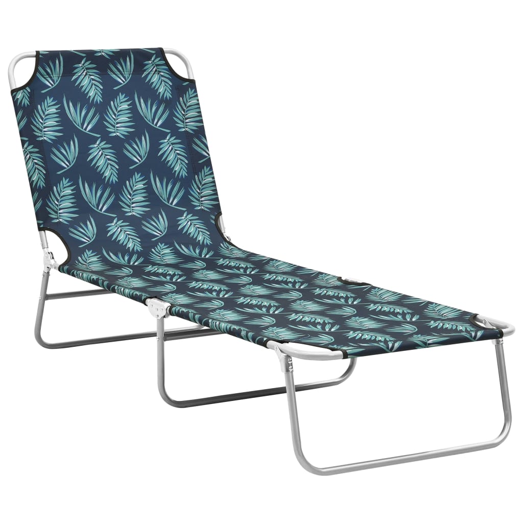 Photos - Garden Furniture VidaXL Folding Sun Lounger Steel and Fabric Leaves Print 