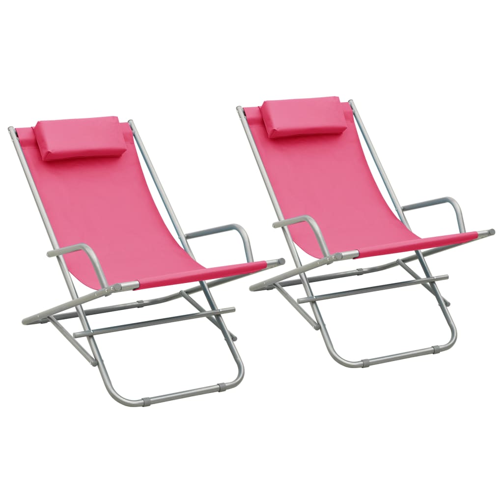 vidaXL Chaises à bascule 2 pcs Acier Rose 