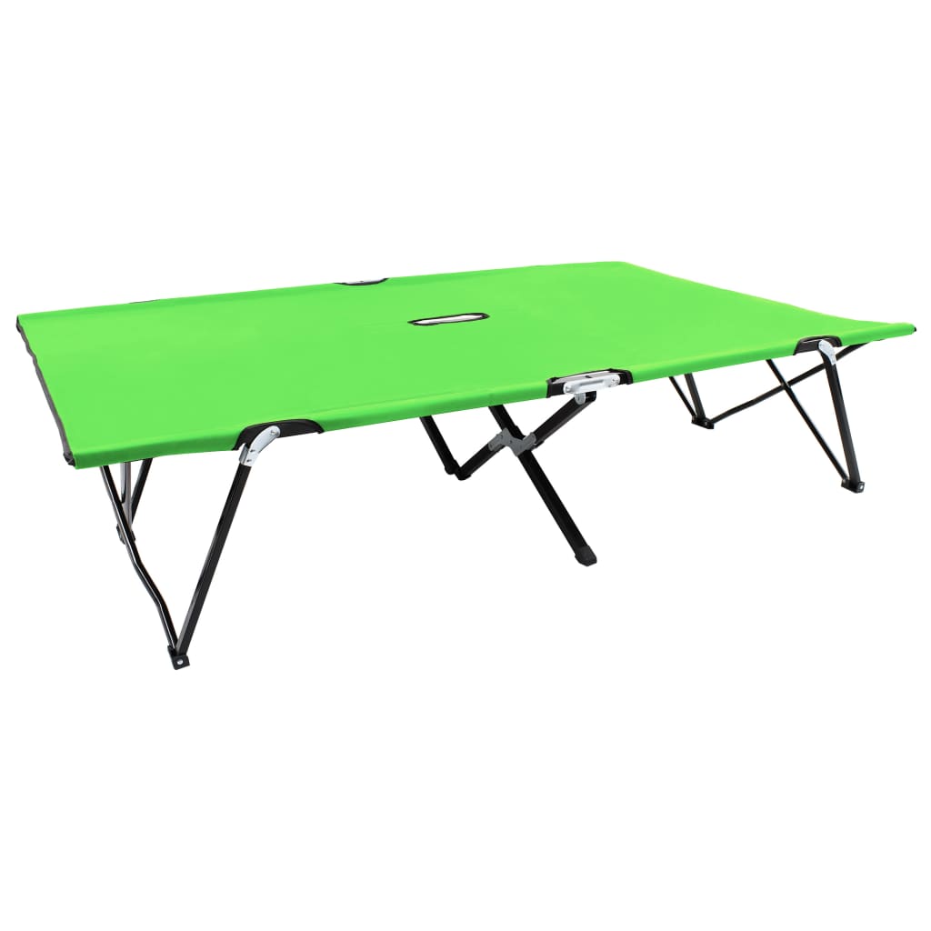 Two Person Folding Sun Lounger Green Steel