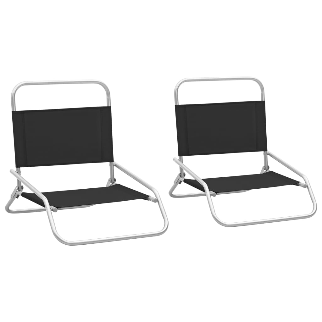 Petrashop  Skládací plážové židle 2 ks textil černé