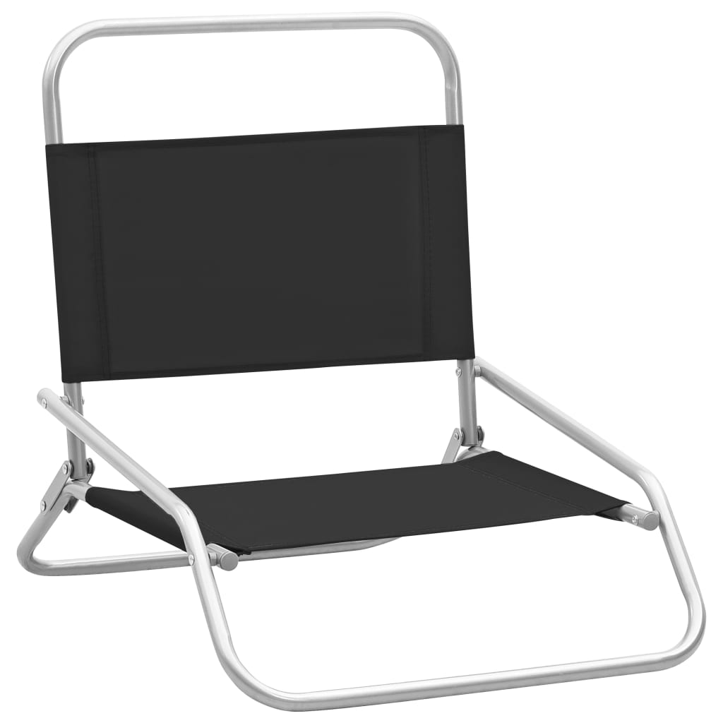 vidaXL Strandstoelen 2 st inklapbaar stof zwart afbeelding