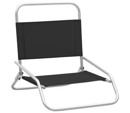 vidaXL 2 db összecsukható fekete szövet strandszék