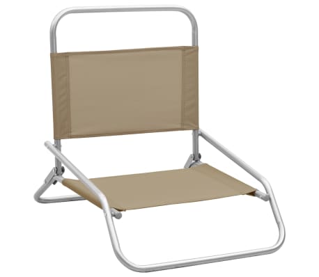 vidaXL Folding Beach Chairs 2 pcs Taupe Fabric