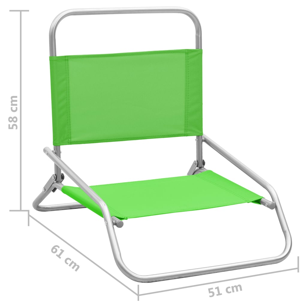 Folding Beach Chairs 2 Pcs Green Fabric VidaXL 19 width=274