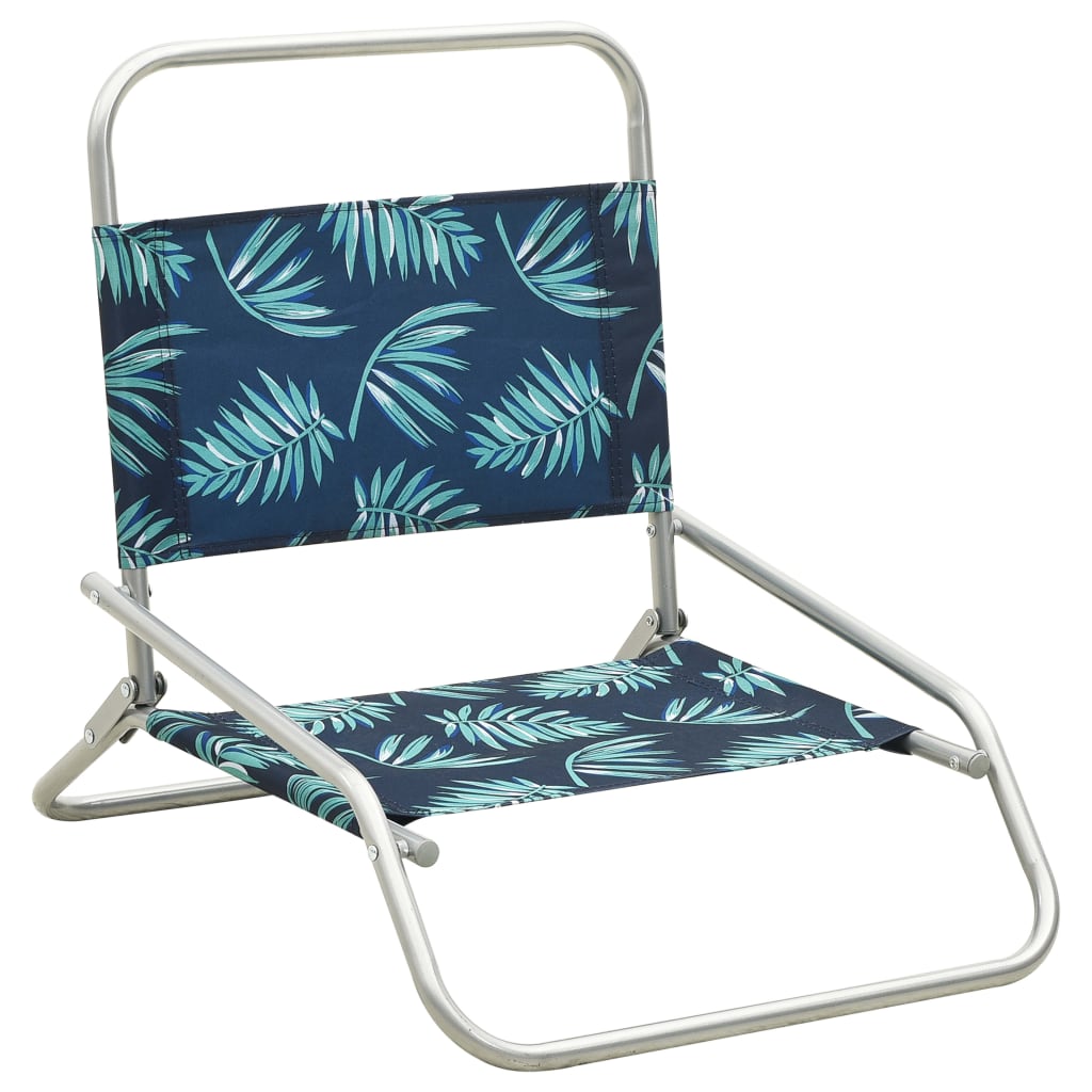 vidaXL Chaises de plage pliables 2 pcs Motif de feuilles Tissu