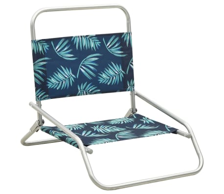 vidaXL Сгъваеми плажни столове, 2 бр, принт на листа, текстил